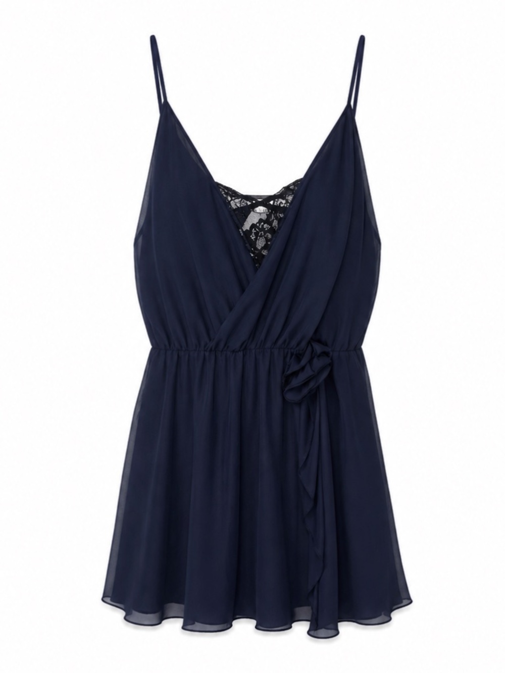 La Vie En Rose Sheer Navy Black Lace Detail Sexy Nighty Lingerie – Size XL EUC